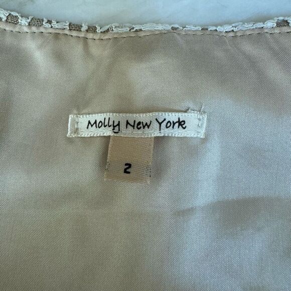 Anthropologie Molly New York Dress beige Gold Empire Waist Linen blend size 2 - Picture 4 of 8